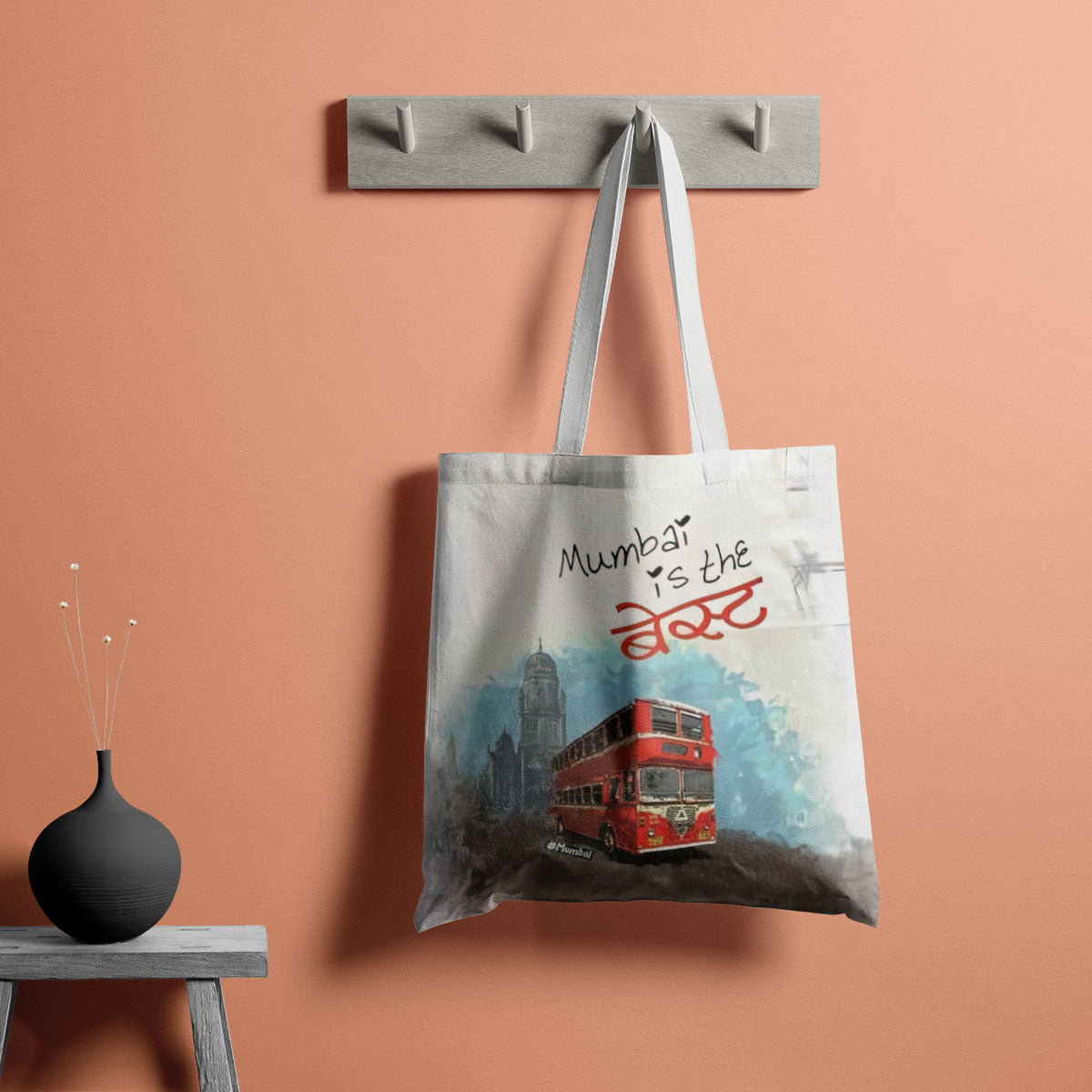 Mumbai Double-Decker Canvas Tote Bag